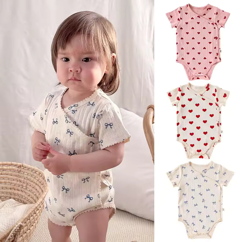 Heart Print Baby Girl Romper Summer Newborn Kid Clothes Short Sleeve