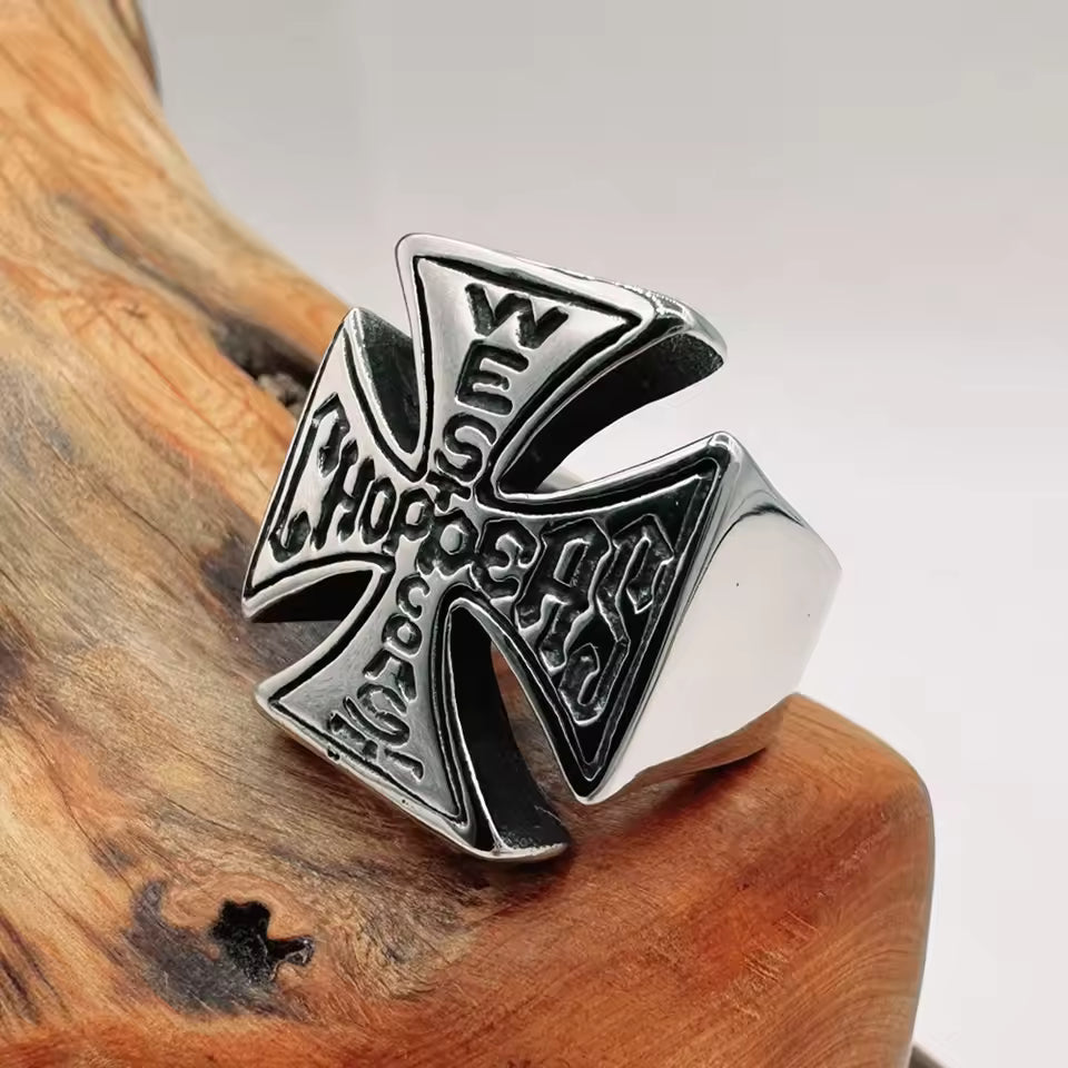 Men’s Cross Cocktail Ring – Modern Punk Statement