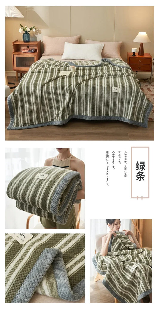 Cozy Plaid Coral Fleece Blanket – Ultra-Soft & Winter-Ready