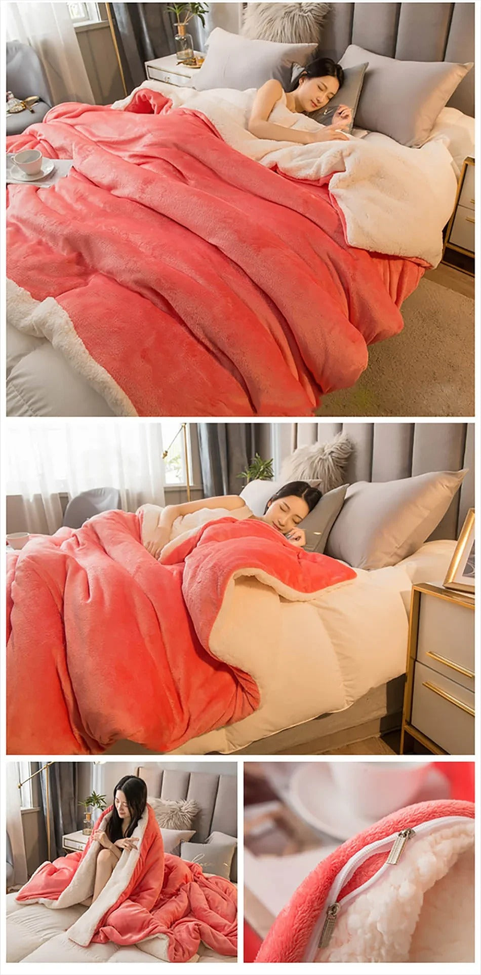 Winter Plush Heated Quilt Cover & Blanket – Dual-Purpose Warmth