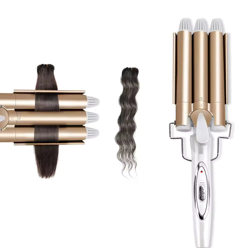 Professional Triple Barrel Hair Waver – Ceramic Tourmaline Styling Tool