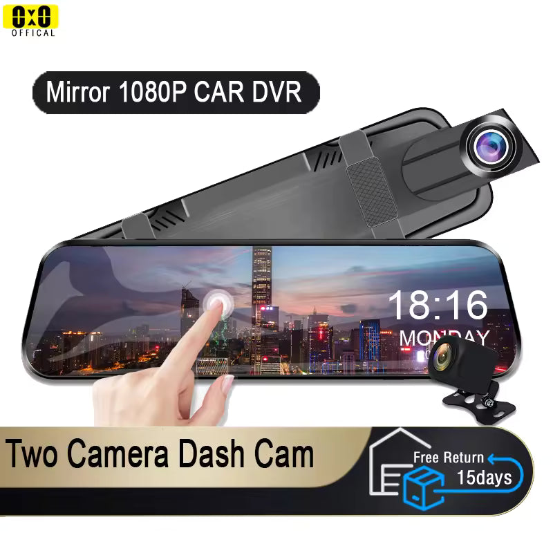 H96 Smart Dash Cam – 10" Full Touchscreen Rearview Mirror DVR