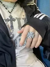 Men’s Cross Cocktail Ring – Modern Punk Statement