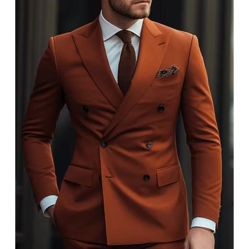 👔 Men’s Smart Casual Double-Breasted Suit – Modern Essential