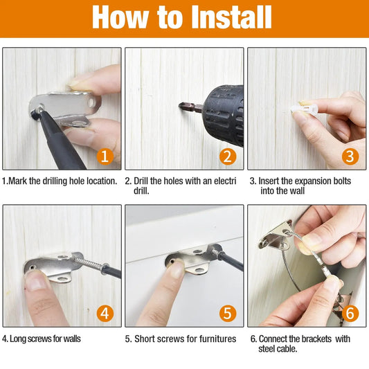 Premium Baby Safety Furniture Anchor Straps