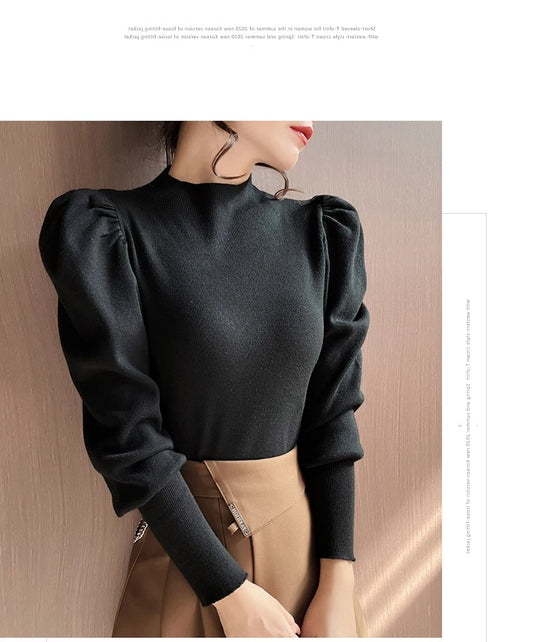 Women’s Puff Sleeve Knit Pullover – Autumn/Winter