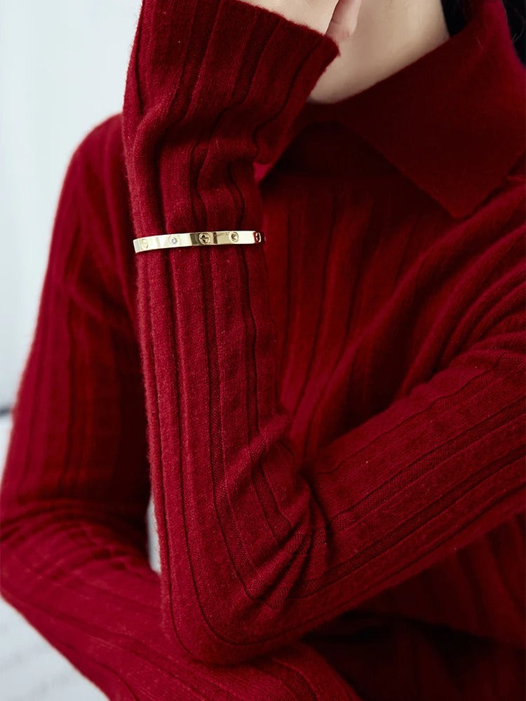 ZJAISS Women’s Polo Collar Knit Sweater – Cozy Chic for Autumn/Winter