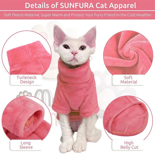 Premium Turtleneck Fleece Sweater for Cats & Small Dogs – Ultra-Warm Winter Wear