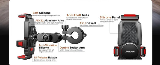 Joyroom Shock-Absorbing Motorcycle & Bike Phone Mount