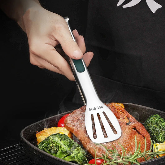 Sleek Stainless Steel Food Tongs with Silicone Grip