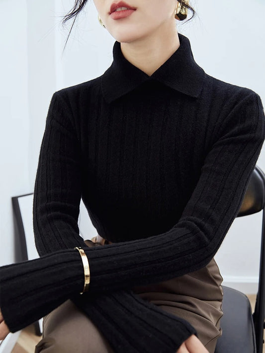 ZJAISS Women’s Polo Collar Knit Sweater – Cozy Chic for Autumn/Winter