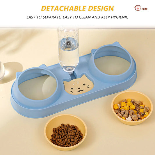 🐾 3-in-1 Cat Bowl – Eat, Drink, Repeat, Mess-Free 😺💦