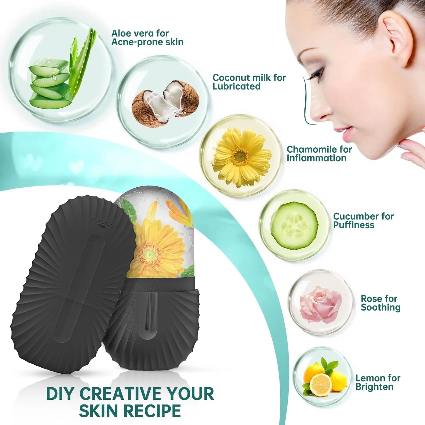 Ice Facial Roller & Gua Sha Set – 1/2/3pcs