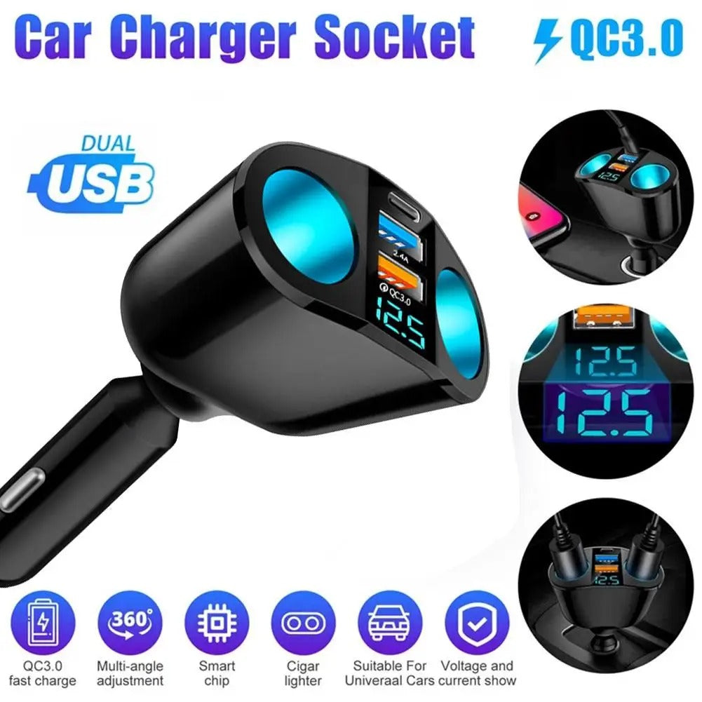 Car Cigarette Lighter Charger – Fast Charge | Multi-Port Power Hub