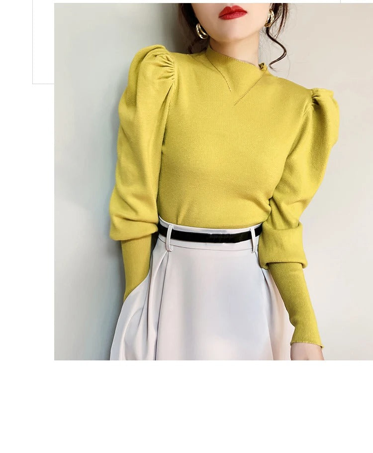 Women’s Puff Sleeve Knit Pullover – Autumn/Winter