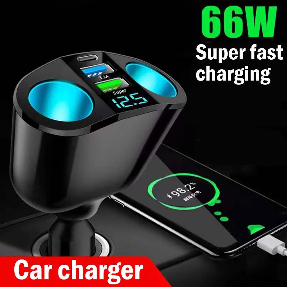 Car Cigarette Lighter Charger – Fast Charge | Multi-Port Power Hub