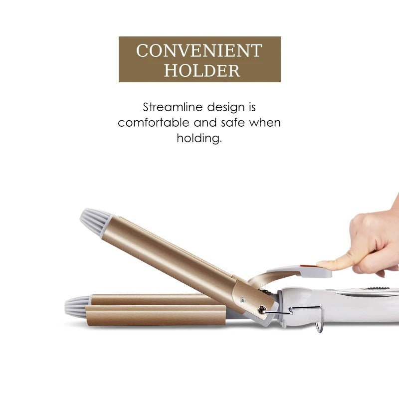 Professional Triple Barrel Hair Waver – Ceramic Tourmaline Styling Tool