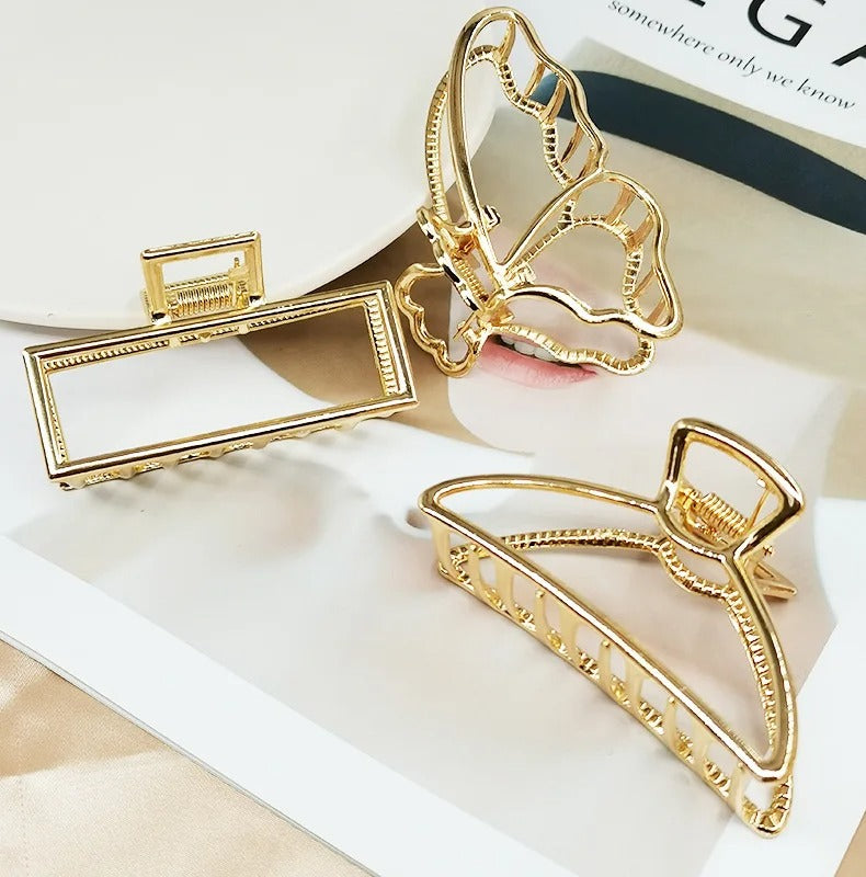 Fashion Simple Gold Hair Claw Clip Butterfly Geometric Elegant Hair Clip