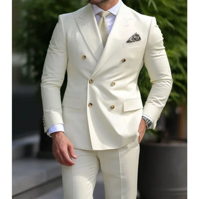 👔 Men’s Smart Casual Double-Breasted Suit – Modern Essential