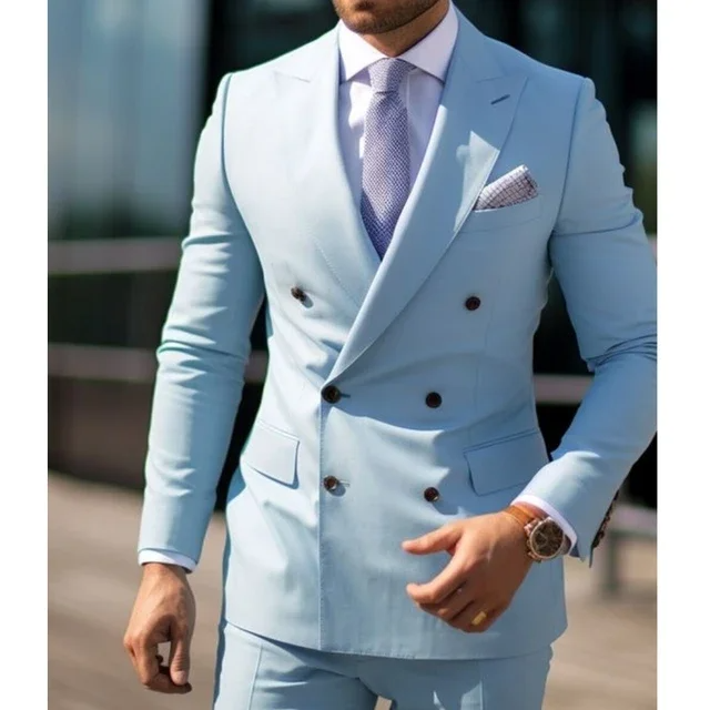 👔 Men’s Smart Casual Double-Breasted Suit – Modern Essential