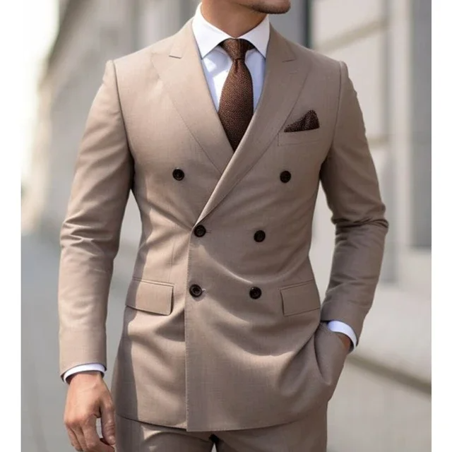 👔 Men’s Smart Casual Double-Breasted Suit – Modern Essential