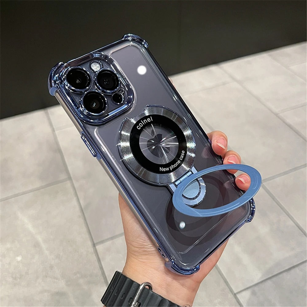 Luxury Magnetic Shockproof Case with Kickstand – For iPhone 11–16 Series