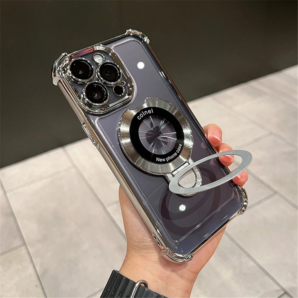 Luxury Magnetic Shockproof Case with Kickstand – For iPhone 11–16 Series