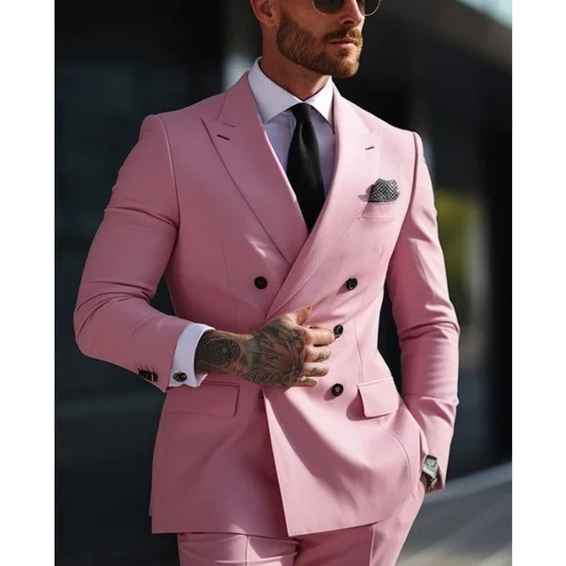 👔 Men’s Smart Casual Double-Breasted Suit – Modern Essential