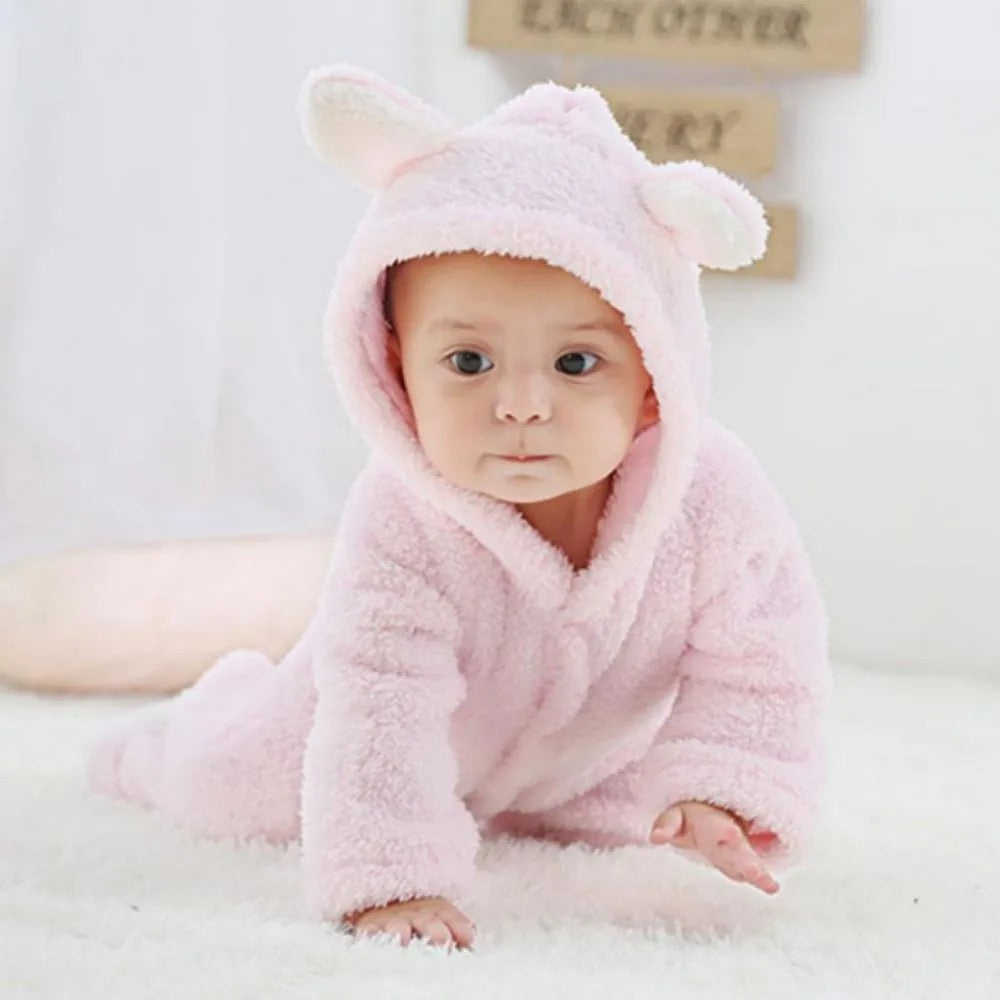 Winter Baby Romper – Cozy Fleece Jumpsuit with Hood