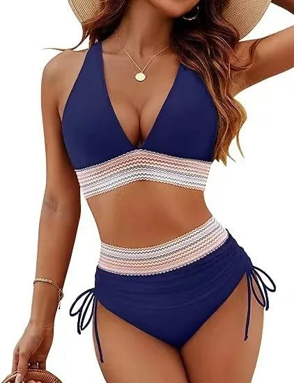 2025 Textured Bikini Set – High Waist, Wire-Free & Stylish
