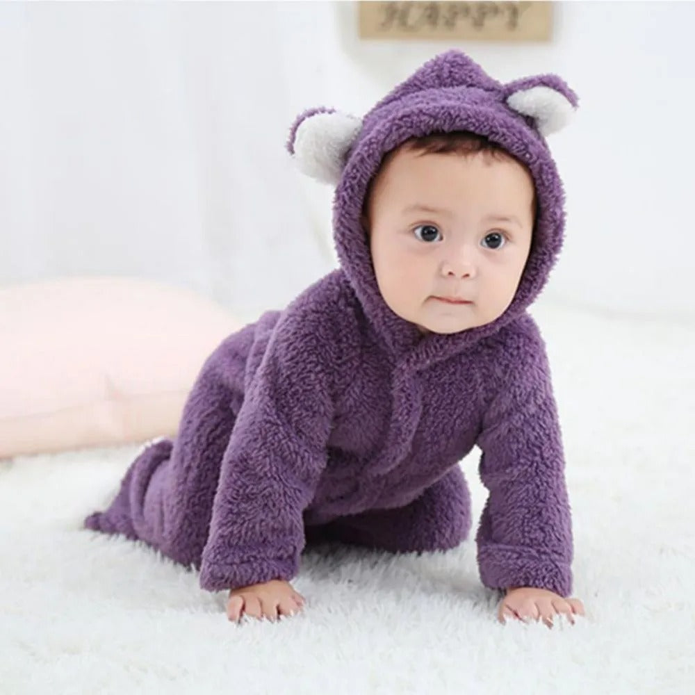 Winter Baby Romper – Cozy Fleece Jumpsuit with Hood