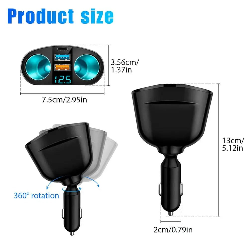 Car Cigarette Lighter Charger – Fast Charge | Multi-Port Power Hub