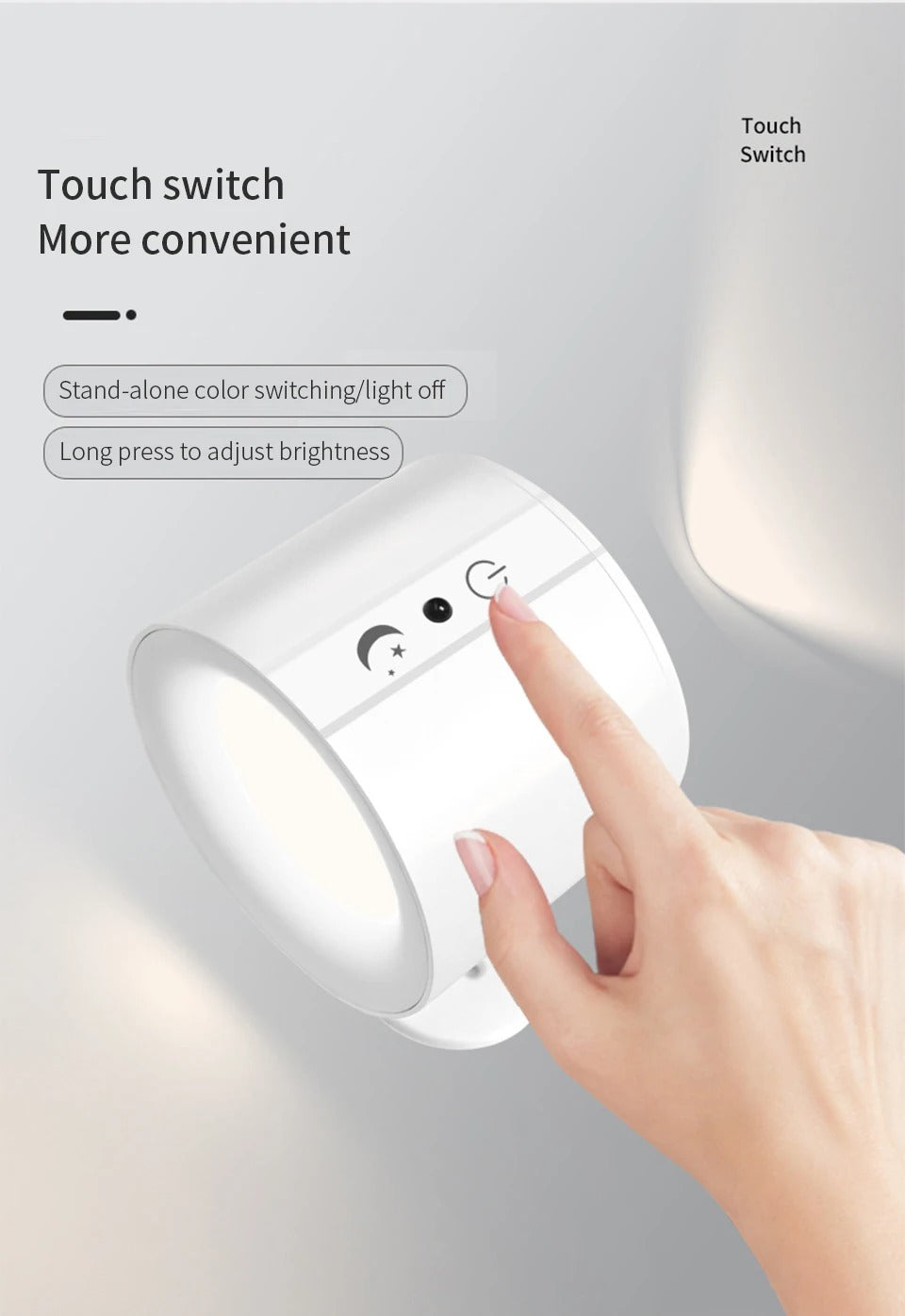 Magnetic LED Wall Lamp – Wireless, Touch-Control & 360° Rotatable