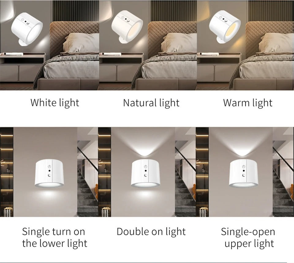 Magnetic LED Wall Lamp – Wireless, Touch-Control & 360° Rotatable