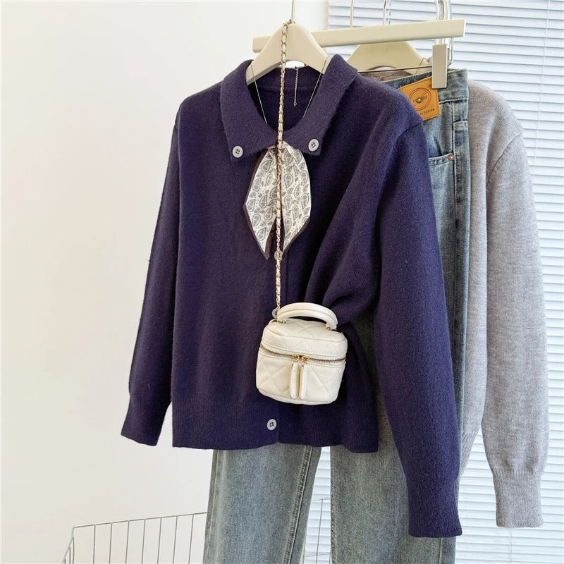 Women’s Solid Knit Button-Down Sweater – ZJAISS