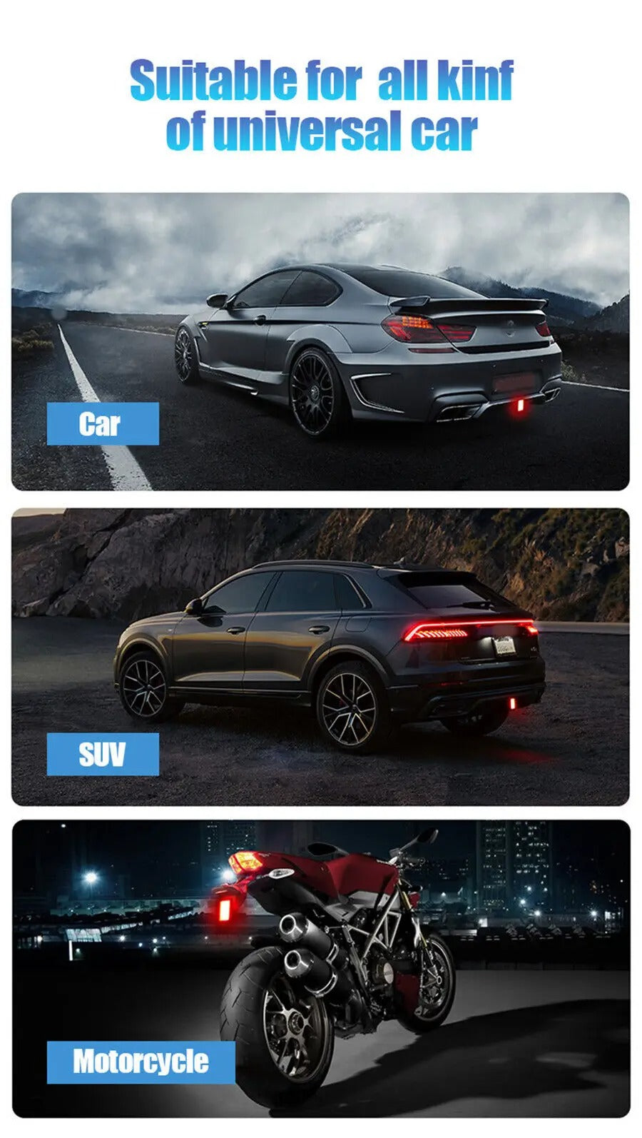 TENABLY F1-Style LED Tail Light – Universal Strobe & Brake Upgrade