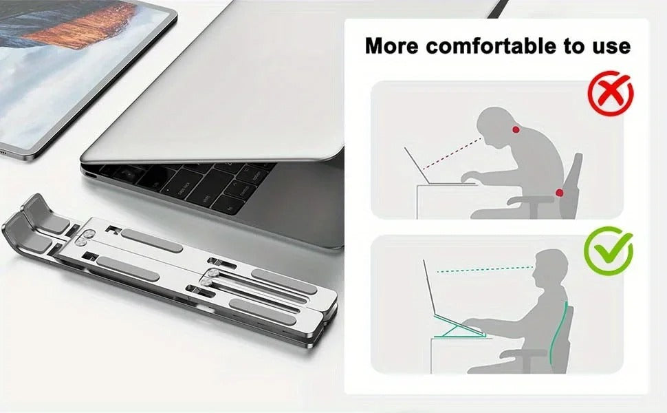XMSJ Ergonomic Aluminum Laptop Stand – Adjustable, Portable & Heat-Smart