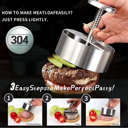 Stainless Steel Manual Burger & Patty Press – Perfect Homemade Patties