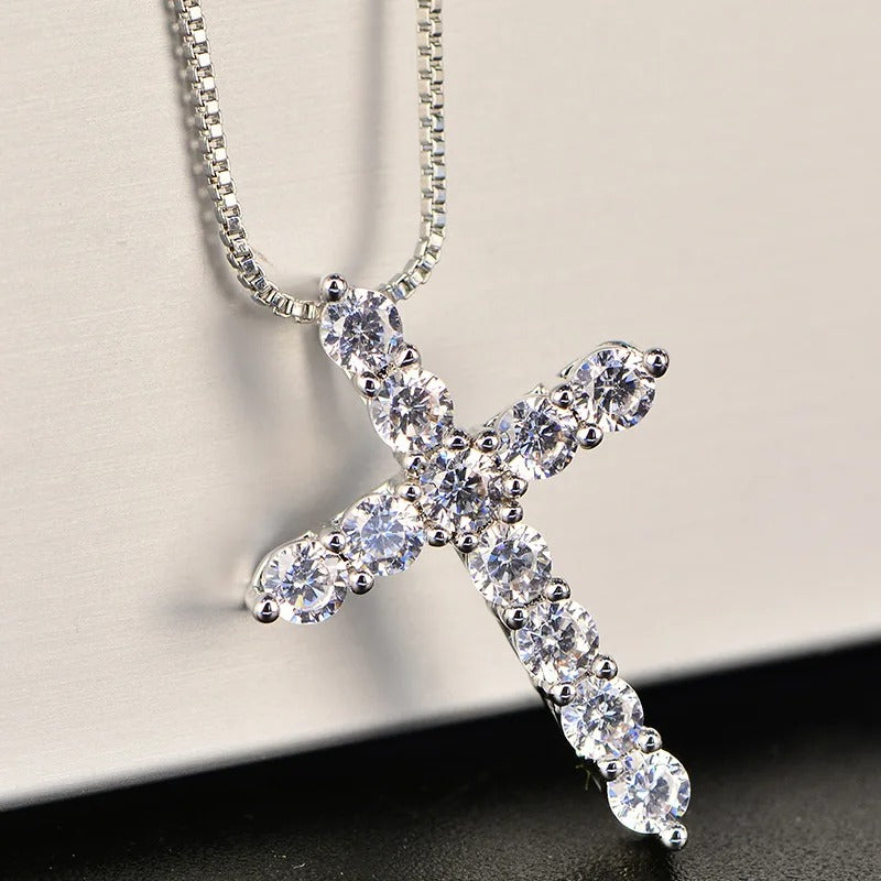Sterling Silver Crystal Cross Necklace – Chic & Playful Jewelry for Women
