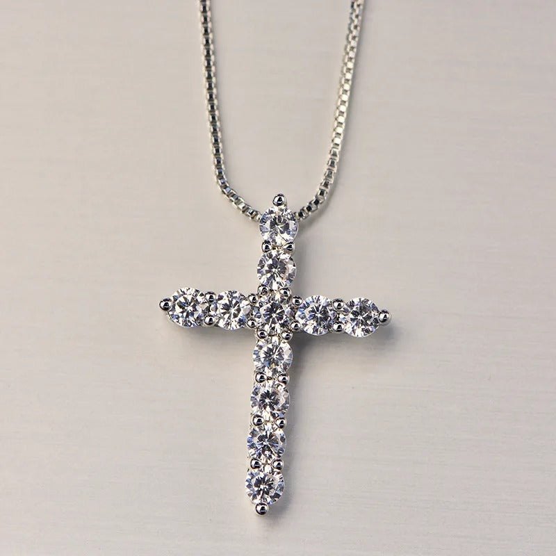 Sterling Silver Crystal Cross Necklace – Chic & Playful Jewelry for Women