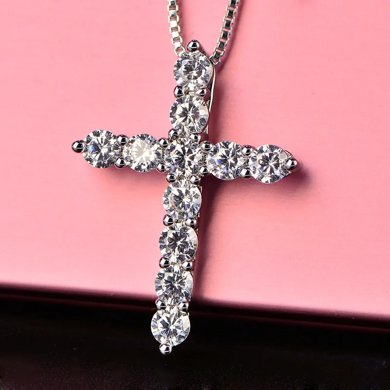 Sterling Silver Crystal Cross Necklace – Chic & Playful Jewelry for Women