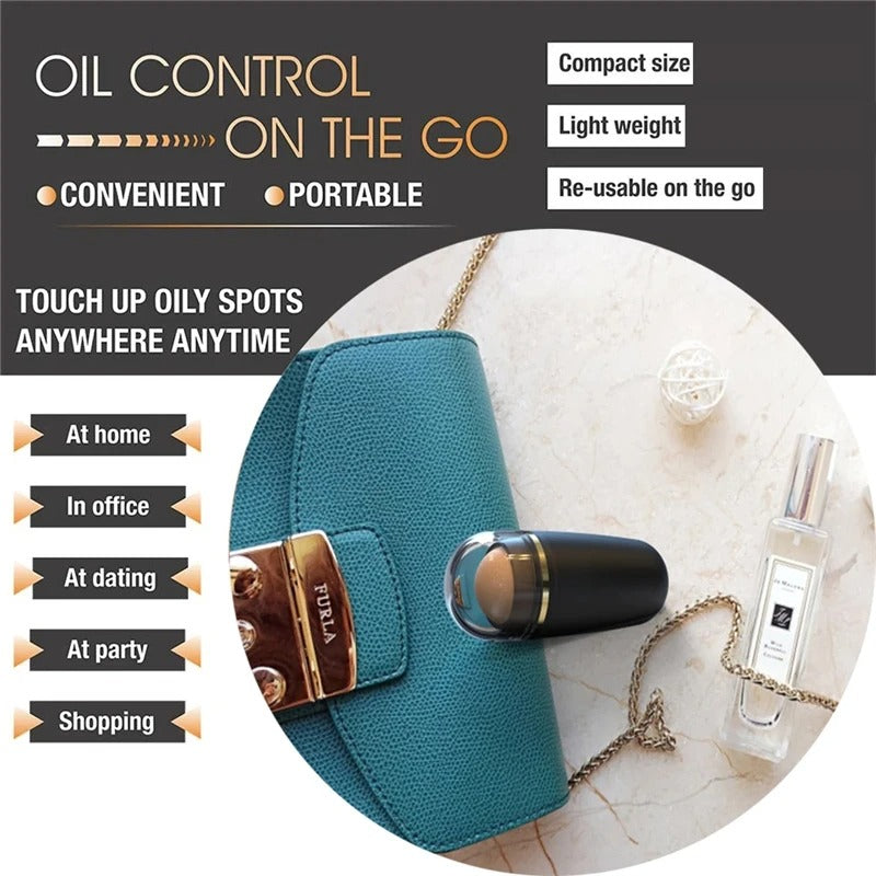 Beauty Volcanic Stone Oil-Absorbing Roller – Reusable & Matte