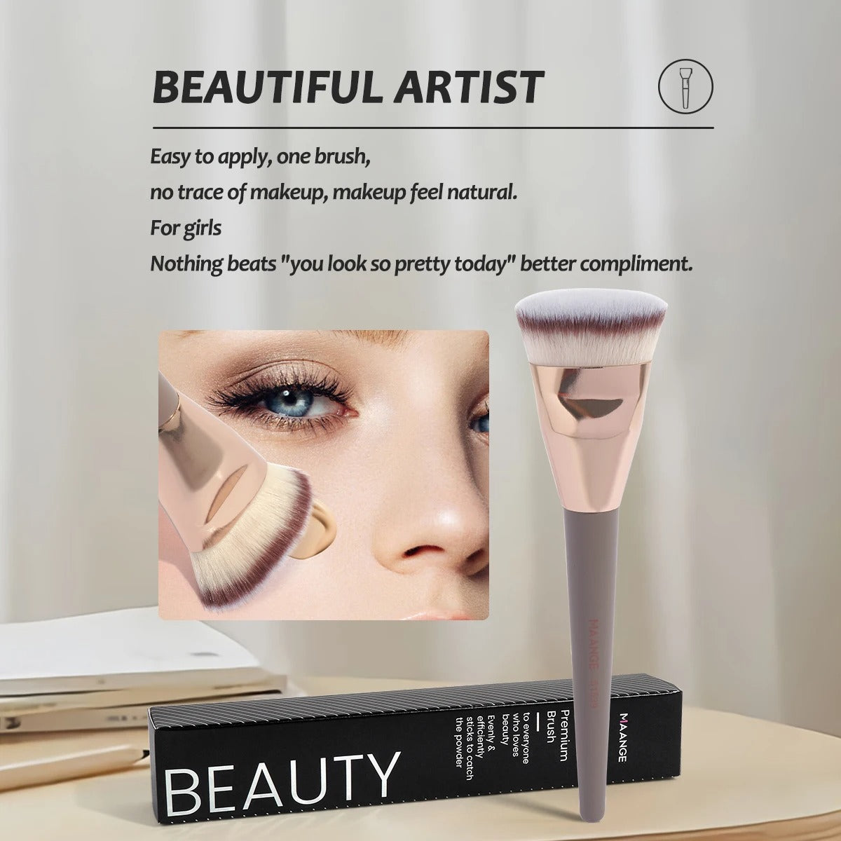 MAANGE Flat Top Kabuki Foundation Brush – 1-Piece Pro Makeup Essential