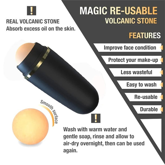 Beauty Volcanic Stone Oil-Absorbing Roller – Reusable & Matte