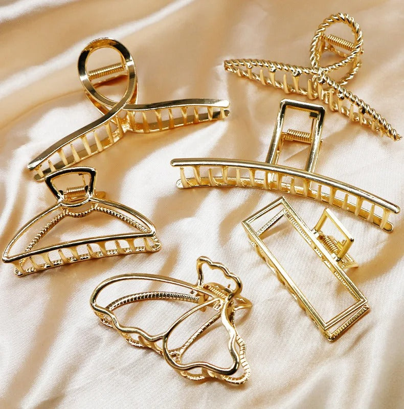 Fashion Simple Gold Hair Claw Clip Butterfly Geometric Elegant Hair Clip