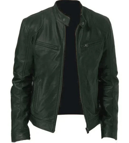 🖤 Men’s Moto-Inspired PU Leather Jacket – Street Luxe Edit