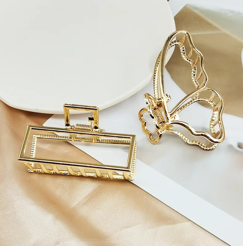 Fashion Simple Gold Hair Claw Clip Butterfly Geometric Elegant Hair Clip